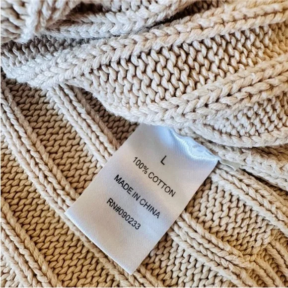 LA Hearts Ribbed Cropped Knit Sweater 100% Cotton | Women’s Large | Neutral Cozy - Picture 8 of 8